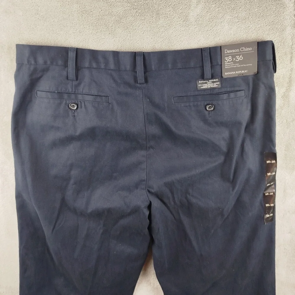 Banana Republic Pants Mens 38x36 Navy Dawson Relaxed Flat Front Pants Chino